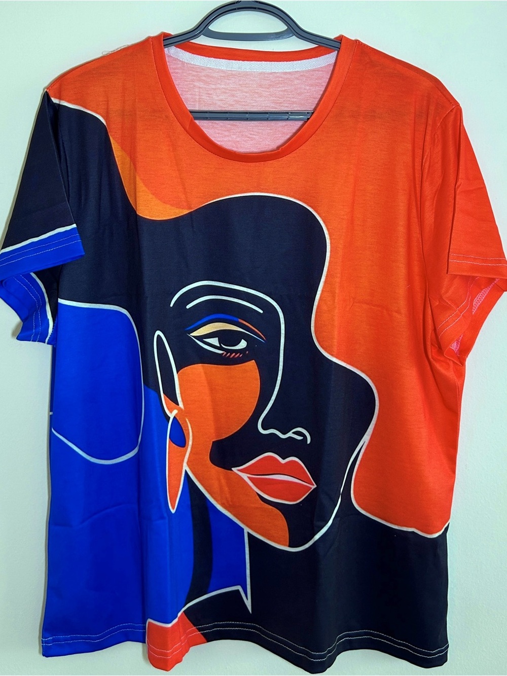 Colorblock Portrait Graphic Tee - Orange & Blue